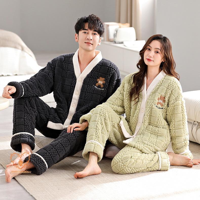バレンタインデー ペア パジャマ 冬 カップル ルームウェア 上下