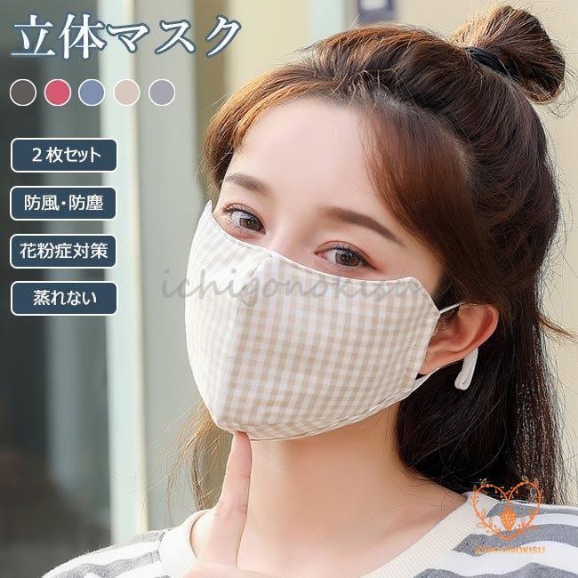 マスク 立体縫製 防風 防塵 立体マスク ２枚セット 花粉症対策 コットン マスク チェック柄 マスク 洗える ２点セット 布マスク 蒸れない Xxz0512 Rism38 イチゴのキス 通販 Yahoo ショッピング