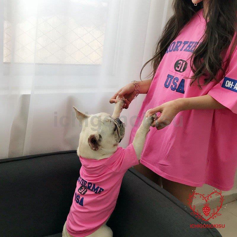 犬の服 ペットとお揃いTシャツ ペット親子お揃い ペア犬用　半袖Tシャツ夏服　犬服親子 ドッグウェア ドッグウェア お出かけに  小型犬用｜ichigonokisu｜15