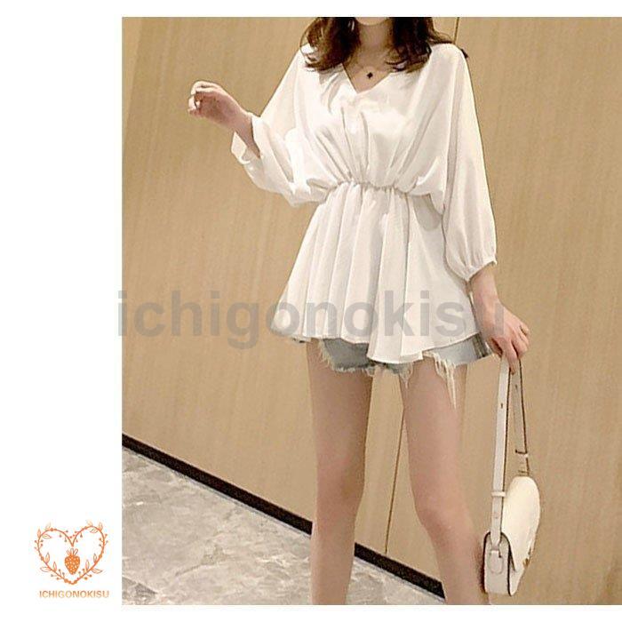 チュニック レディース 春 夏 春夏 トップス 白 黒 ブラウス 7分