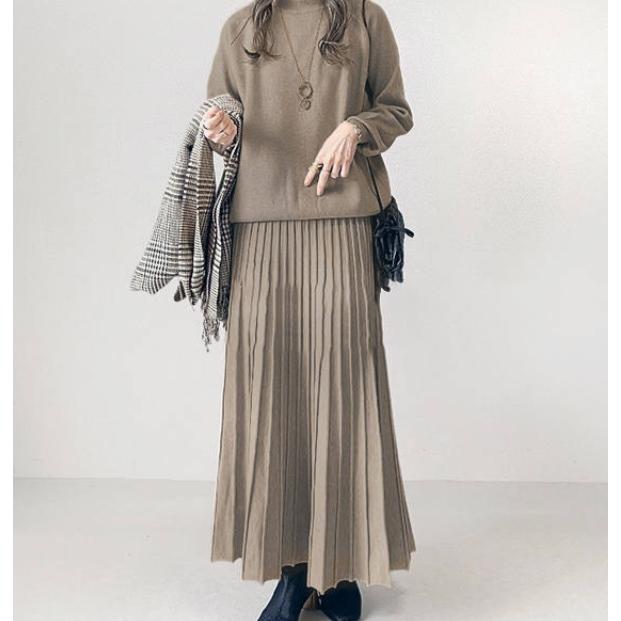 ニットセット  ロングワンピース ワンピース レディース ロング丈 秋 冬 バイカラー ハイネック 長袖 体型カバー 秋冬 上品 通勤 OL 30代 40代 50代｜イチゴのキス