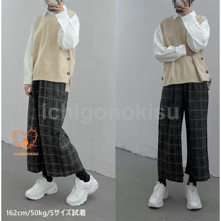 ワイドパンツ ガウチョパンツ レディース 7分丈 ハイウエスト