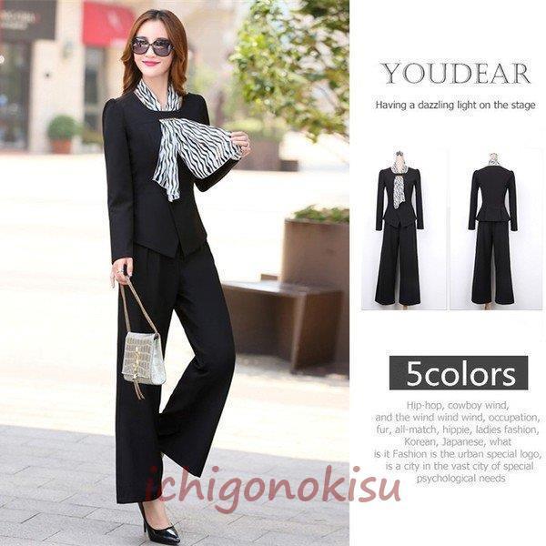 購入値下げ パンツドレス セットアップ レディース パンツスーツ 長袖 スカーフ付き ガウチョパンツ ワイドパンツ スーツ 通勤 入学式 アウトレット 店舗 福岡 Www Superavila Com