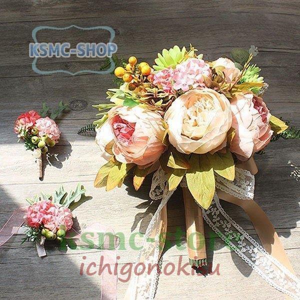 クリアランス売り ウエディングブーケ ブートニア 安い 結婚式 ブーケ 花嫁 アレンジメント 披露宴 ウェディング用 ローズ 造花 ブライダルブーケ 手作り 免税品購入 Ssl Daikyogo Or Jp
