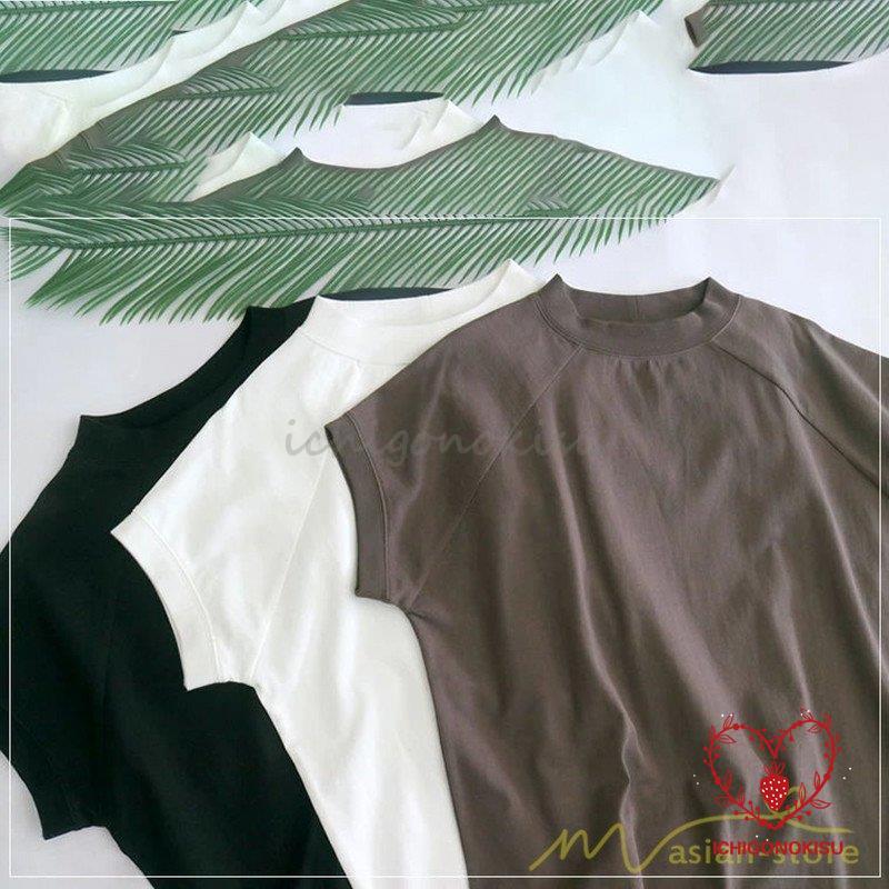 tシャツ Tシャツ モックネック フレンチスリーブ レディース