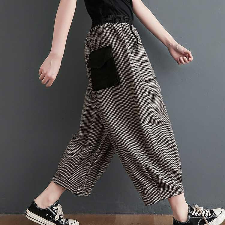爆買夏 秋 コクーン サルエルパンツ バルーン チェックパンツ バルーン