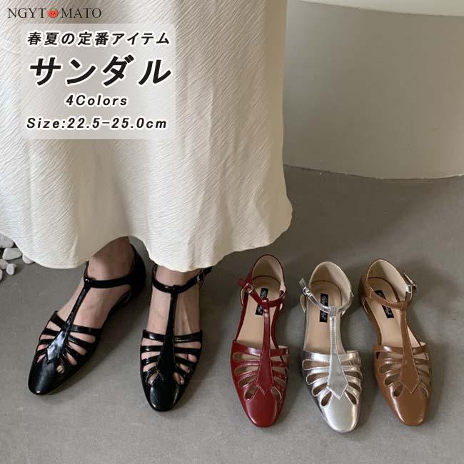 グルカサンダル レディース 編み込み ストラップサンダル Tストラップ