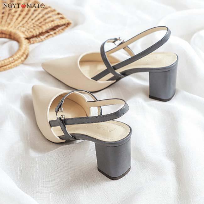 バックストラップサンダル パンプス ストラップ ポインテッド