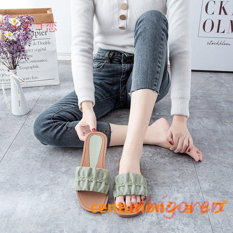 サンダル レディース ミュール スリッパサンダル フラット底 スリッパ
