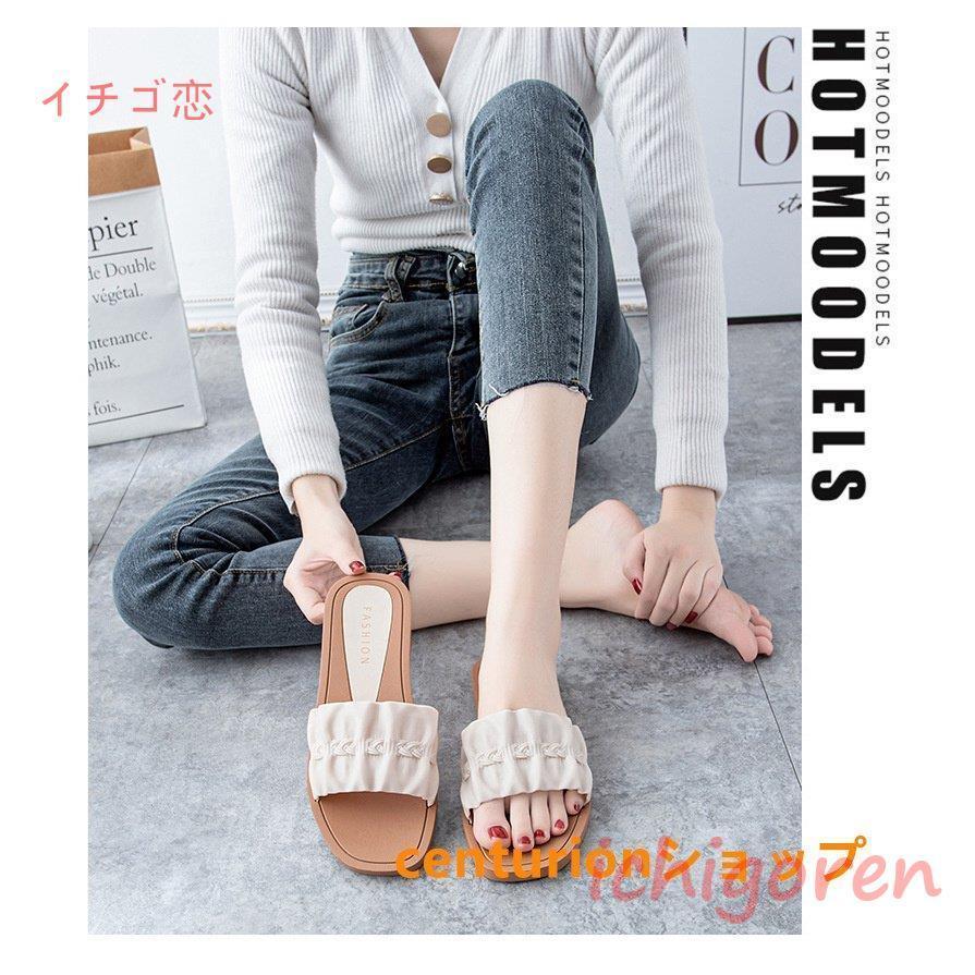  ★靴 レザー ミュール フラット スリッパ サンダル サンダル レディース ミュール スリッパサンダル フラット底