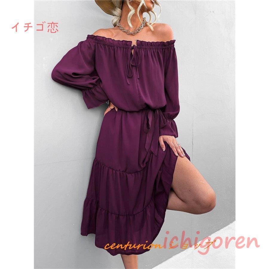 GARETH PUGH　オフショルダー長袖ワンピース 40 ワンピース レディース春 40代 長袖ワンピース 秋 オフショルダー