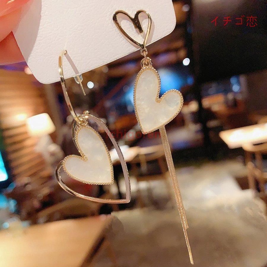 ピアス　アシンメトリー　ピンク　チャーム　長め　大ぶり　ハート　ビジュー 1716cb0b44fed1621f8f84fa1820fa