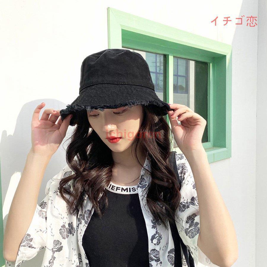 ベージュ フリンジハット バケットハット 韓国 フリンジ帽子 帽子 通販