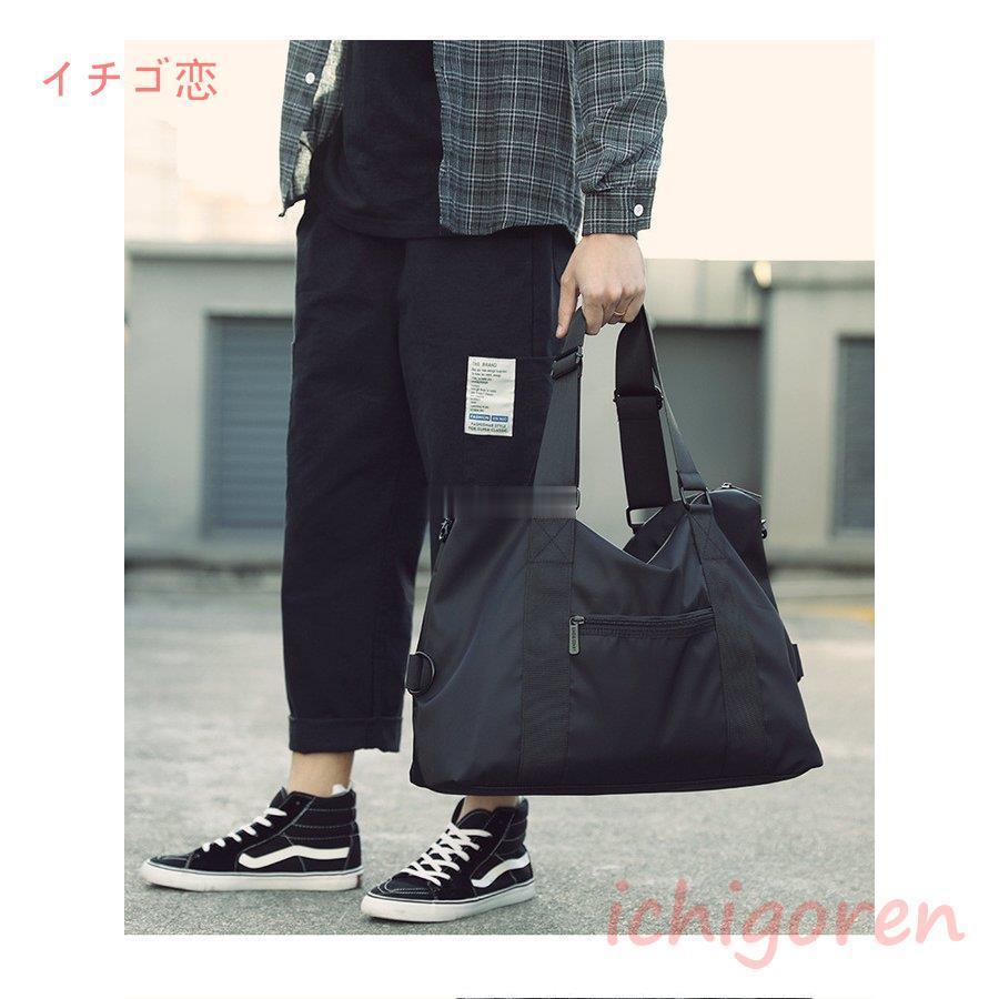 トートバッグ メンズ 布 ショルダーバッグ 黒 2way 大きめ 斜め掛け