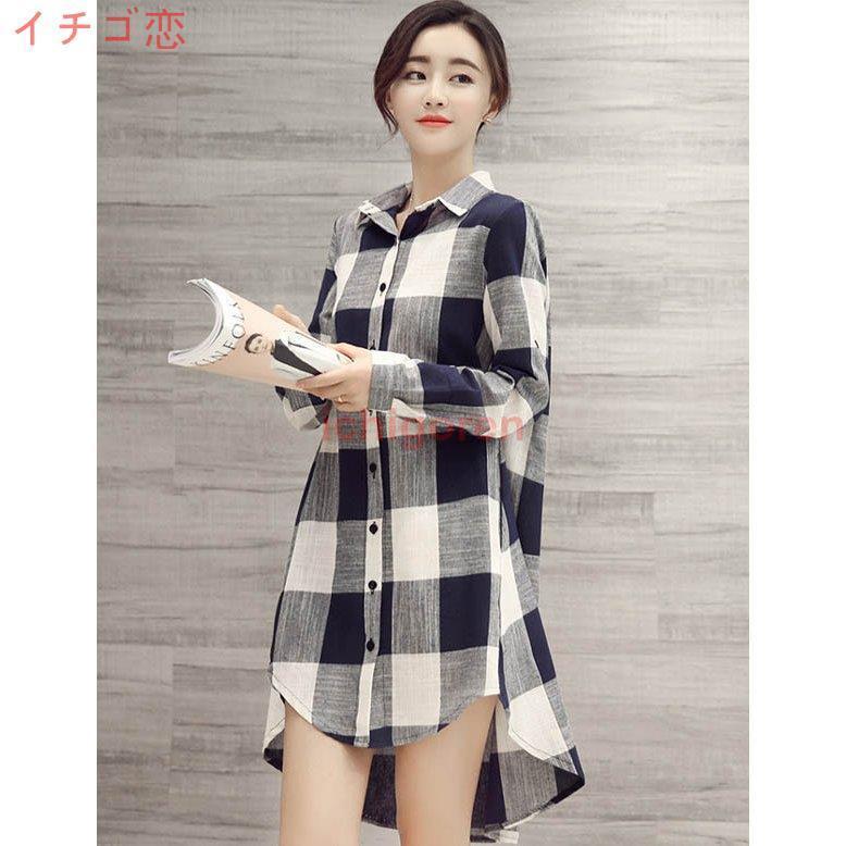 チュニック シャツ ワンピース チェックワンピース ストライプ柄