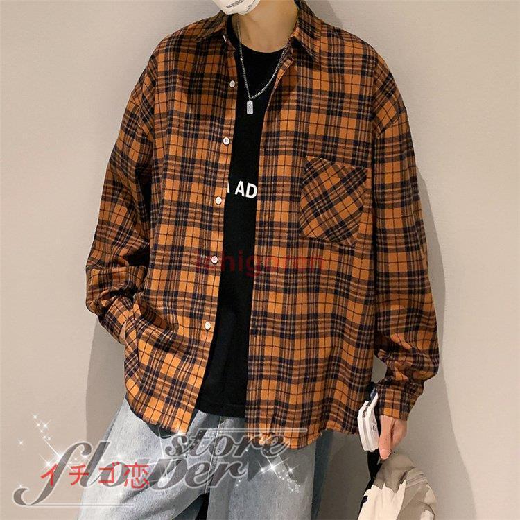 シャツ メンズ 長袖シャツ カジュアルシャツ チェック柄 トップス