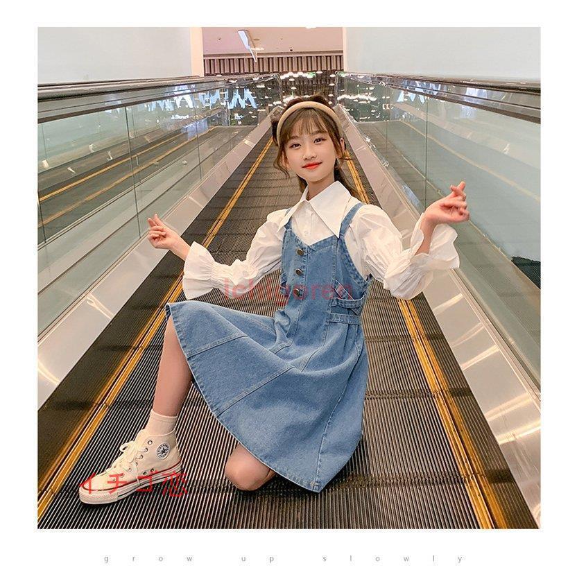 子供服 ワンピース 韓国子供服長袖点セットトランペットスリーブシャツ