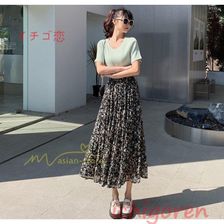 スカート ロング 秋 花柄 柔らか ボトムス レディース ロングスカート マキシ丈 シンプル 無地 カジュアル 着痩せ コーデ 春 夏 秋代 30代 40代 50代 シフォン Icr0601 Asur3 イチゴ恋 通販 Yahoo ショッピング