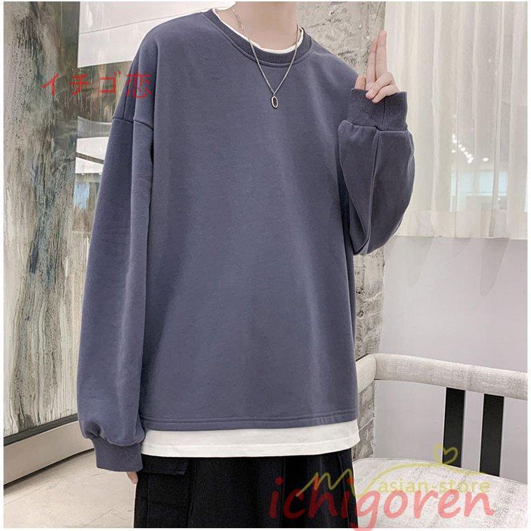 長袖Tシャツ メンズ トレーナー ロングｔ 春物 トップス 重ね着風