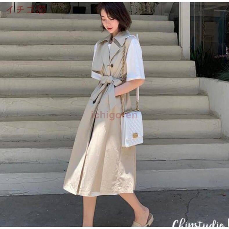 トレンチコート レディース ロングコート スプリングコート ジレベスト 春コートチェスター ノースリーブ アウター 前開 22 代 30代 40 代 40代 50代 Icr0608 Mtsur1607 イチゴ恋 通販 Yahoo ショッピング