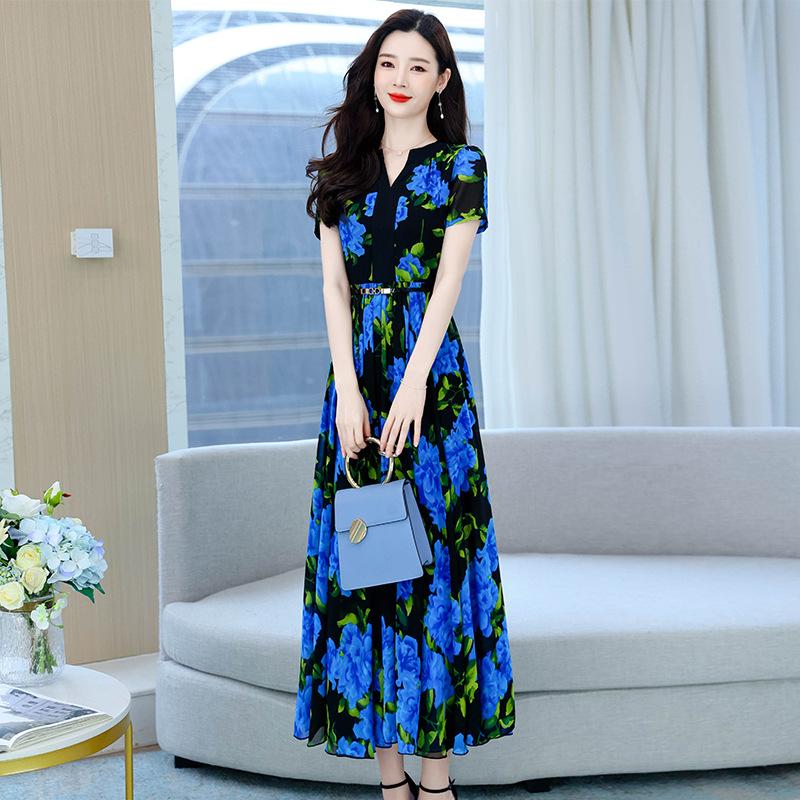 ワンピース カシュクールワンピ ロング丈 長め 薔薇 花柄 シック 