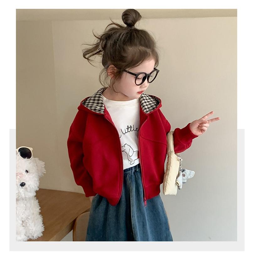 爆買子供服 アウター 切り替えフード付き サイズ レッドこども
