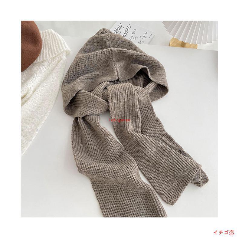 ニットマフラー フード付き レディース 肩掛けニット ケーブル