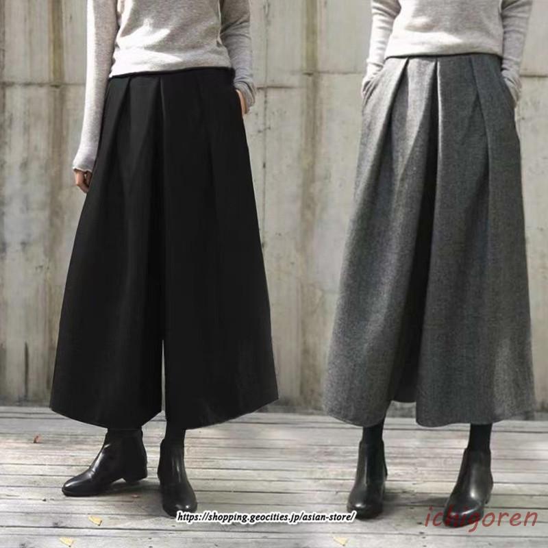 ワイドパンツ 秋 レディース ボトムス ガウチョパンツ ゆったり フレア