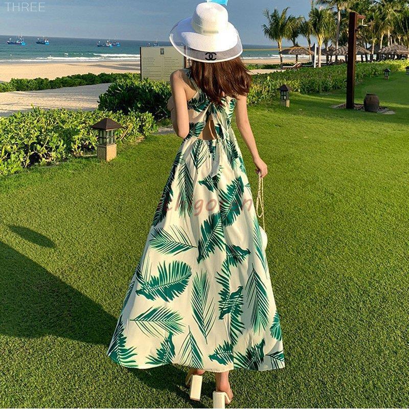 リゾートワンピース ロング マキシ丈 背中あき ノースリーブ a