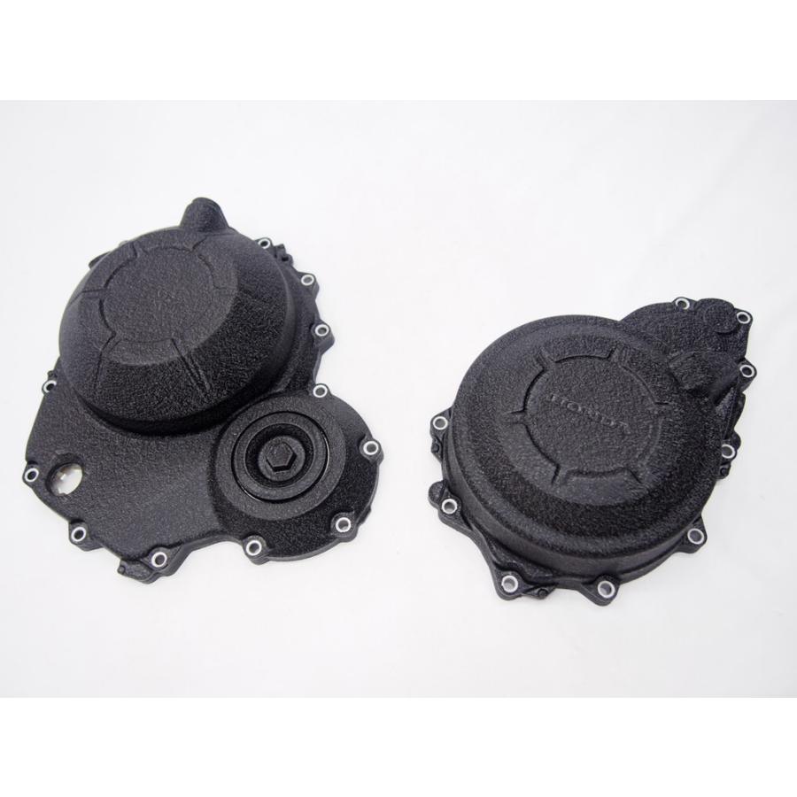 塗装後未使用CBR400R純正エンジンカバー.左右.結晶塗装ブラックチジミ