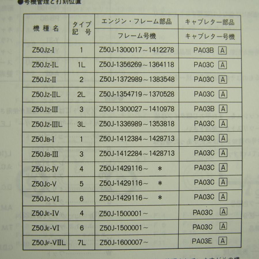 ホンダ モンキー ゴリラ パーツリスト ネコポス送料無料6版モンキー/ゴリラZ50J-Z/Z50J-B/Z50J-C/Z50J-E/Z50J