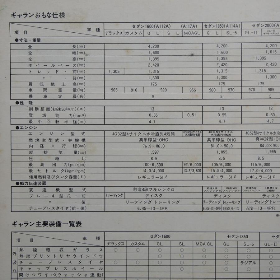 即決/三菱.ギャラン.GALANT.2代目.A112A.デラックス.カスタム.GL.SL.GL