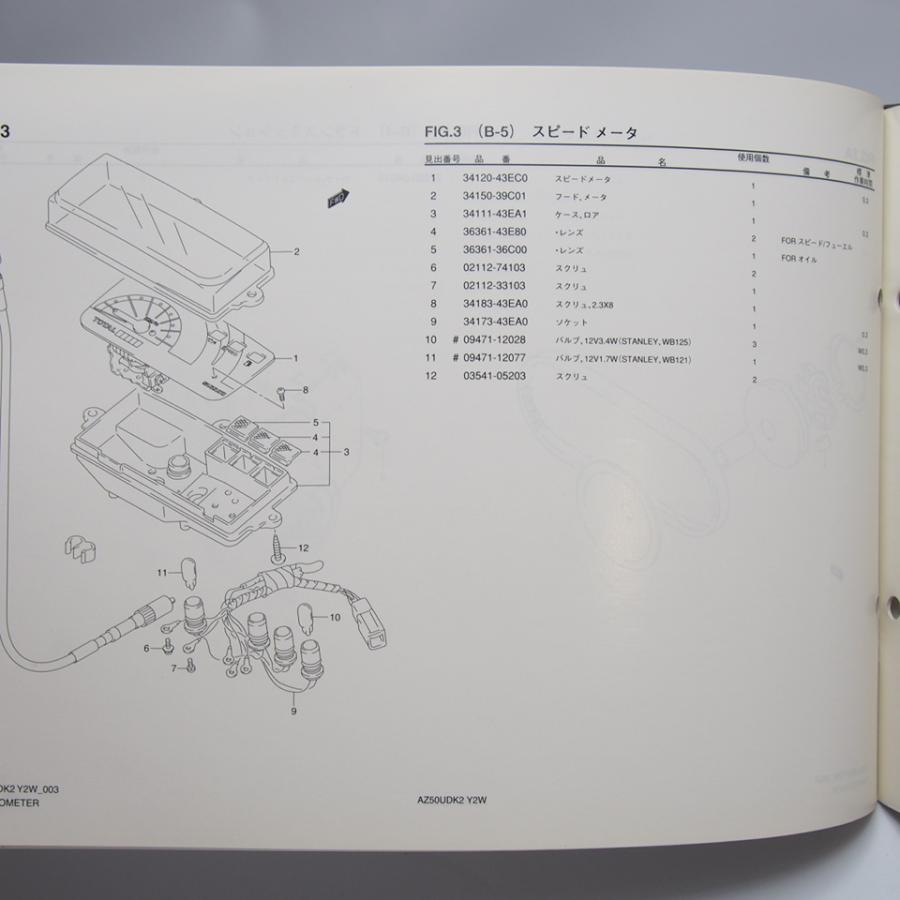 ネコポス送料無料/AZ50UDK2車体色Y2Wレッツ2補足版パーツリスト ネコポス送料無料/AZ50UDK2車体色Y2Wレッツ2補足版パーツリスト