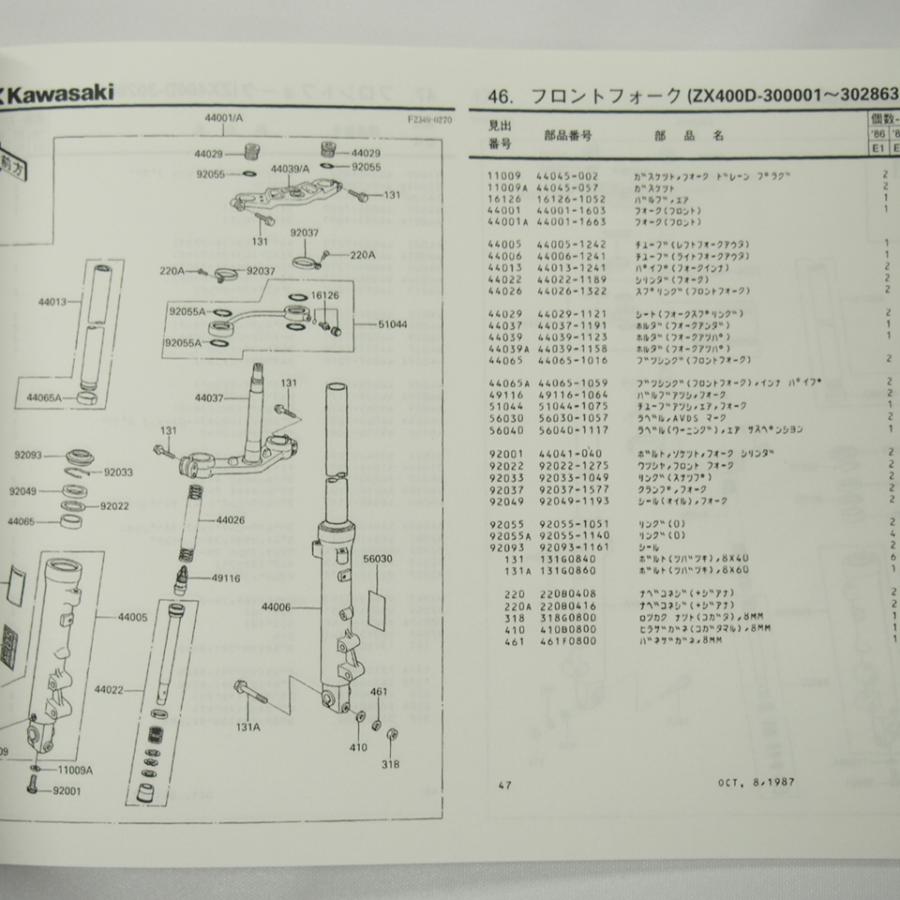 FX400RパーツリストZX400-E1/E2/E3昭和62年9月21日発行ZX400D｜ichihamabuhinshop｜03