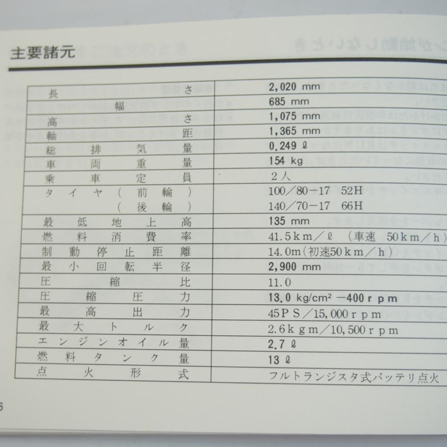CBR250R 取扱説明書 HONDA ホンダ 配線図有り 取説 : 壱濱部品