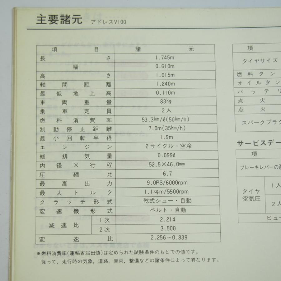 アドレスV100 取扱説明書 CE11A SUZUKI ADDRESS 取説 スズキ : 壱濱