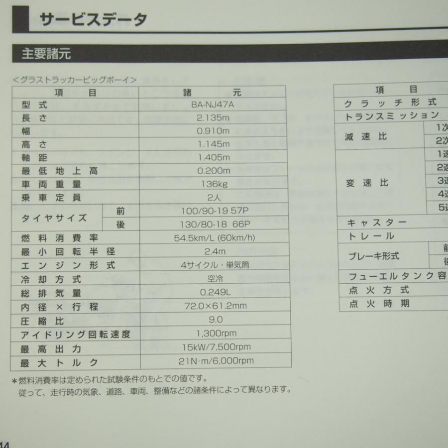 グラストラッカー ビッグボーイ ボルティ 取扱説明書 NJ47A スズキ