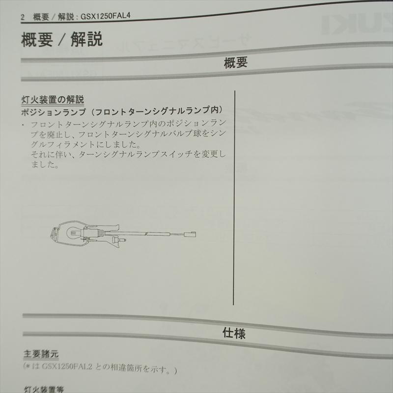 バンディット1250F GSX1250FAL4 スズキ 追補版サービスマニュアル