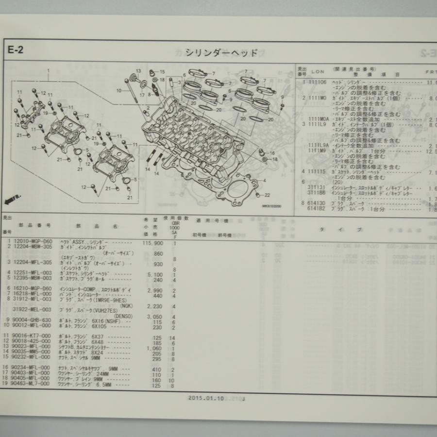 CBR1000RR(SC59)サービスマニュアル・パーツリスト CBR1000RR SP チャンピオン スペシャル SC59-170 パーツリスト 1