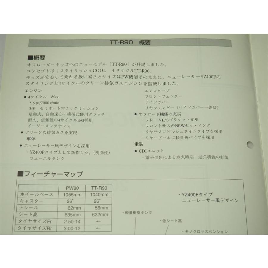 2000 TT-R90 5HN3 サービスガイド CB30W 1999年7月発行 全10ページ