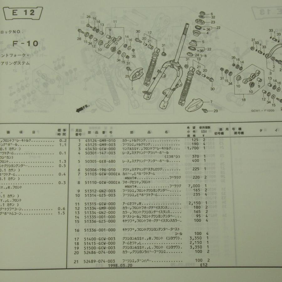 1版タクトAF51-100パーツリストSZ50WホンダTACT : 壱濱部品