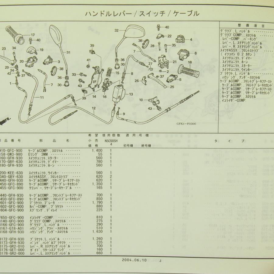 1版ディオチェスタAF62-500パーツリストNSC50SH4ホンダDIO : 壱濱部品