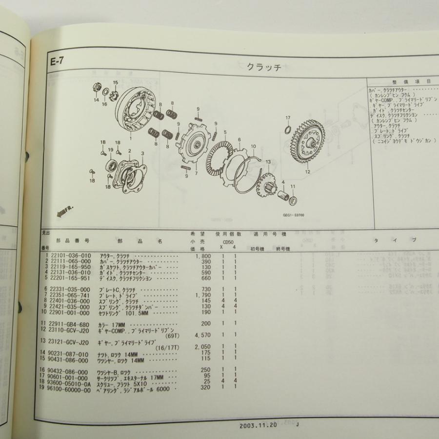 3版ベンリィCD50-250/260パーツリスト即決ネコポス送料無料!! : 壱濱
