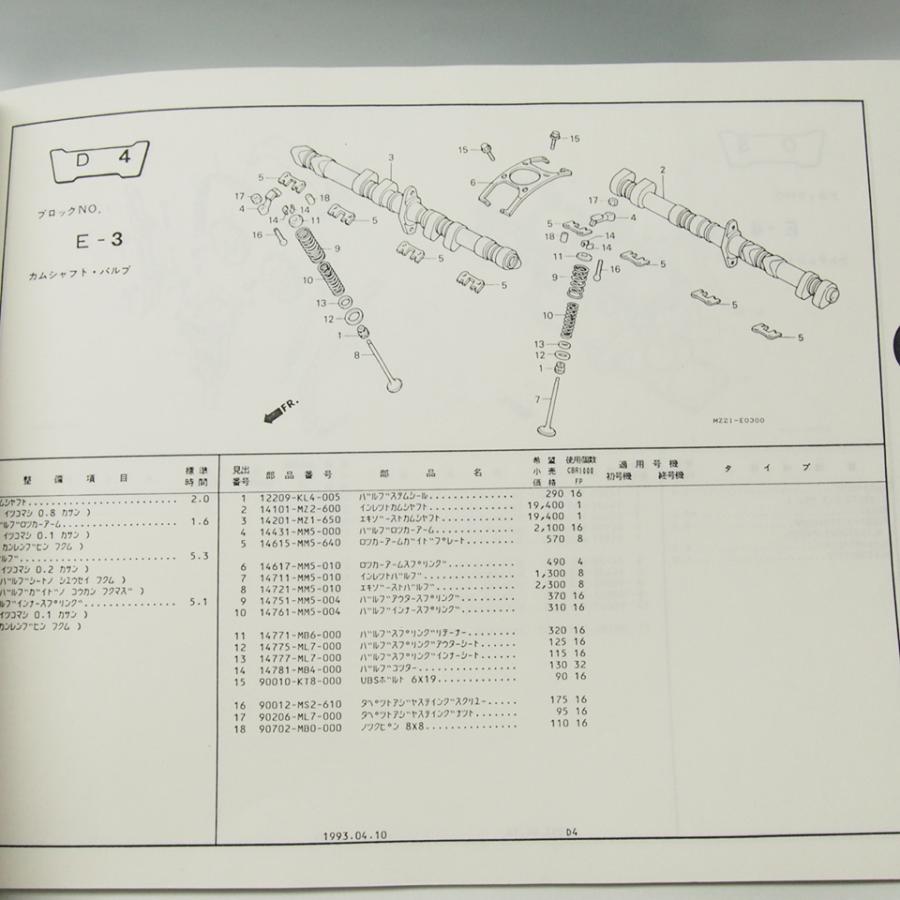 ネコポス送料無料!折れ多1版CBR1000FパーツリストSC31-100ホンダ