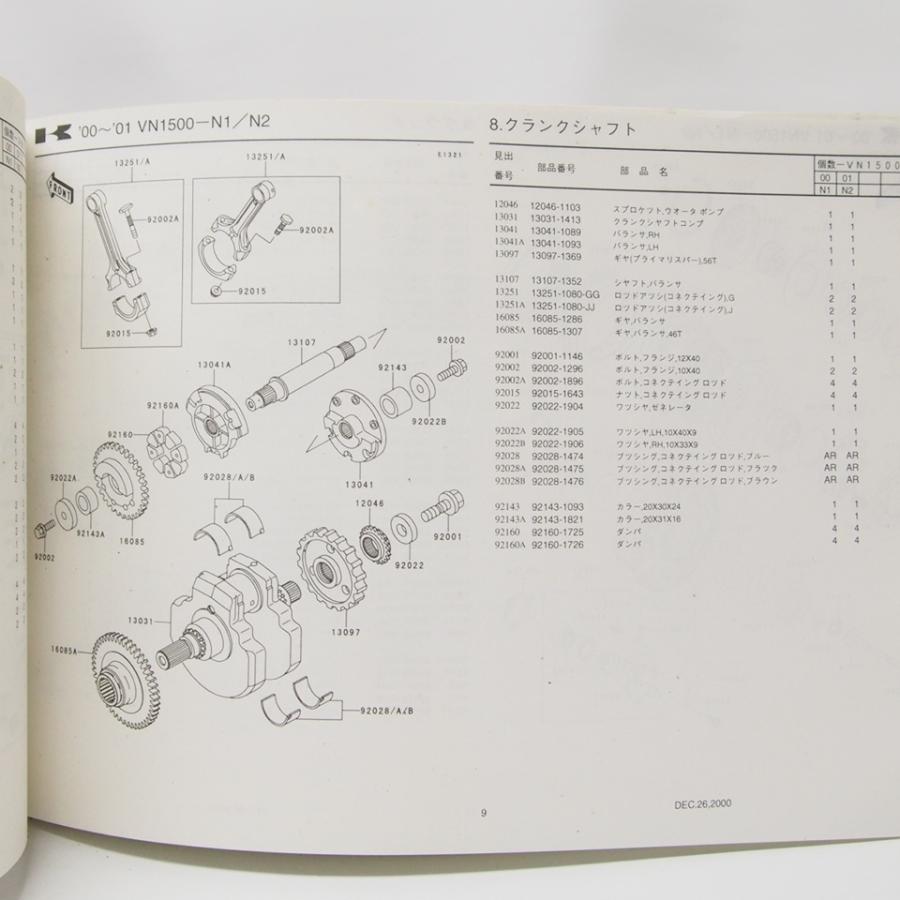 VULCAN1500クラシックFiパーツリスト'00〜'01/VN1500-N1/N2ネコポス便