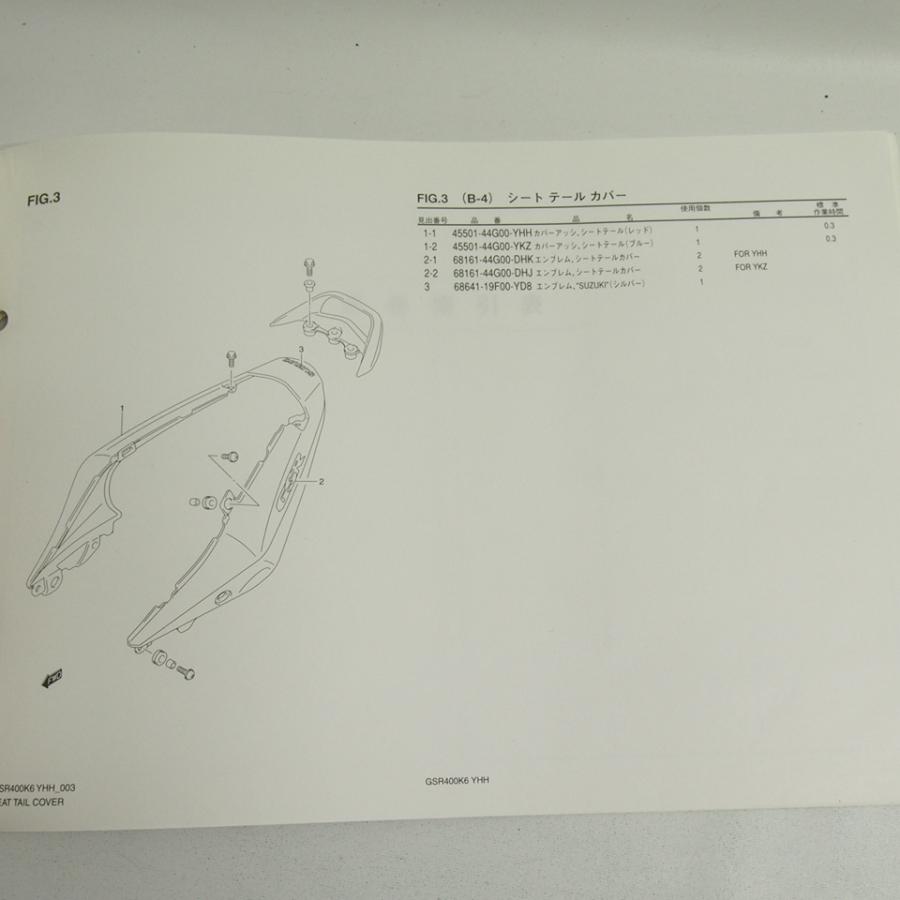 ネコポス送料無料GSR400K6車体色YHH/YKZ補足版パーツリストGK7DAスズキ