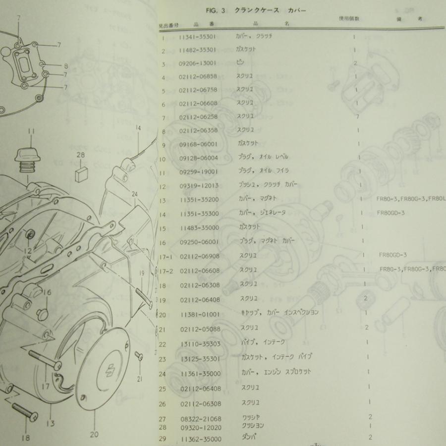 FR80-3パーツリスト昭和54年8月発行FR80-62817〜ネコポス送料無料 : 壱