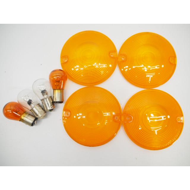 ハーレー純正ウインカーレンズ4枚 オレンジ FL FLH系 割れ破損無し交換