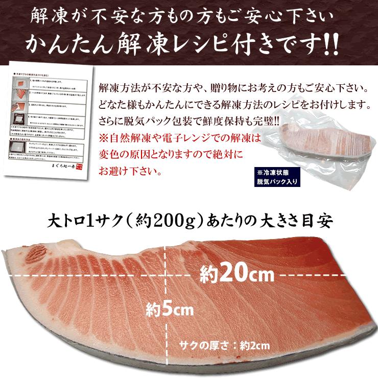 本マグロ大トロ600g（200g×3サク）送料無料 解凍レシピ付 刺身 海鮮 食べ物 爆買〈bf1〉《pbt-bf1》[[本鮪大トロ-3p]_4