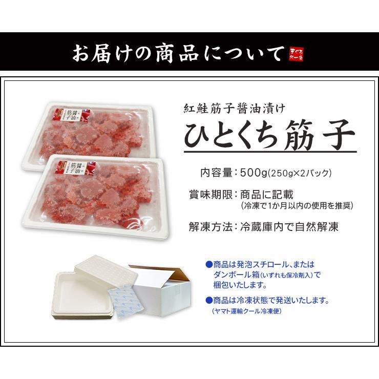 すじこ 筋子 500g(250g×2パック) 醤油漬け 紅鮭 ひとくちサイズカット